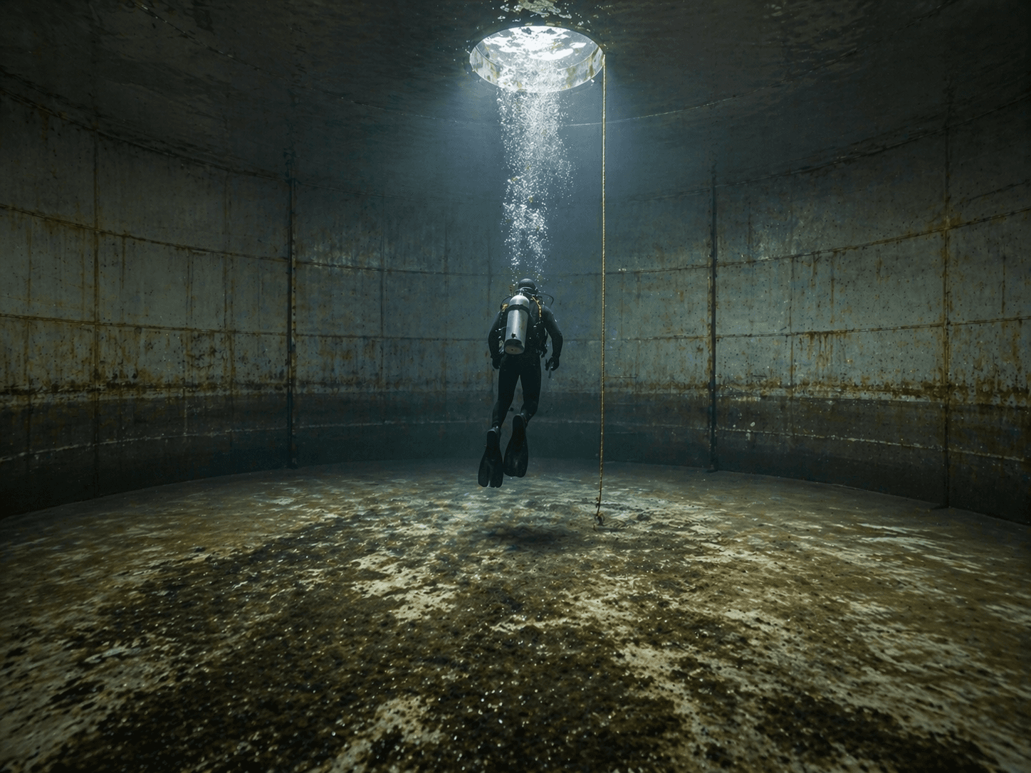 How We Clean a Water Tank: The Diver Vacuuming Method